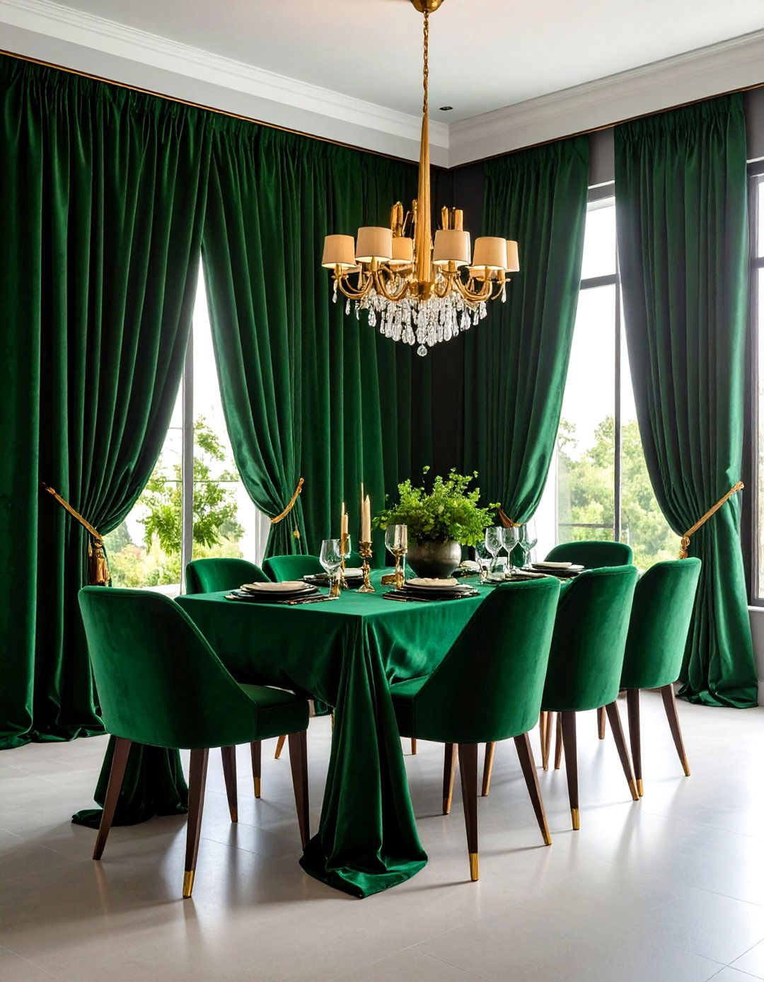 Elegant Velvet Curtain Panels - 24 Dining Room Curtain Ideas