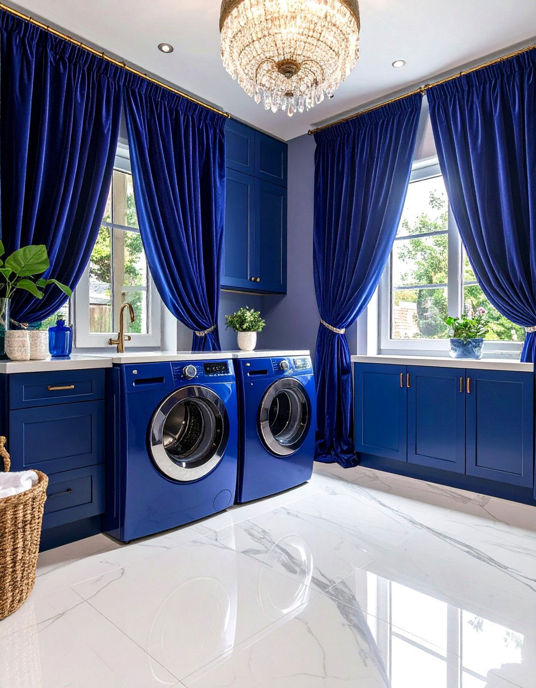 Elegant Velvet Curtains in Deep Jewel Tones - 24 Laundry Room Curtain Ideas