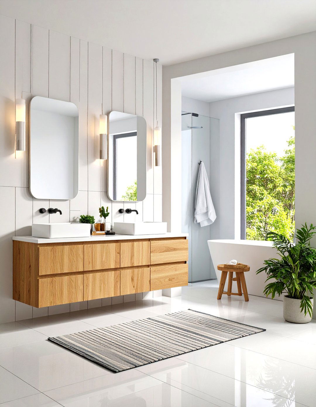 Elegant Vertical Subway Installation - 24 Bathroom Backsplash Ideas