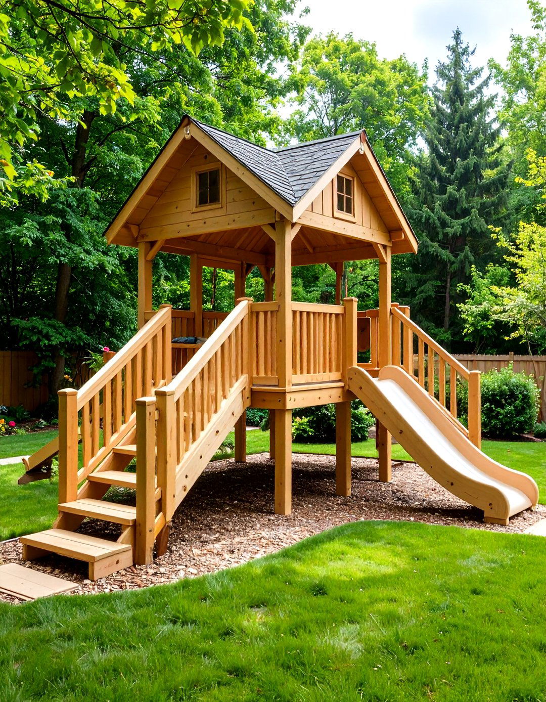 Elevated Playhouse Village - 24 Backyard Playground Ideas