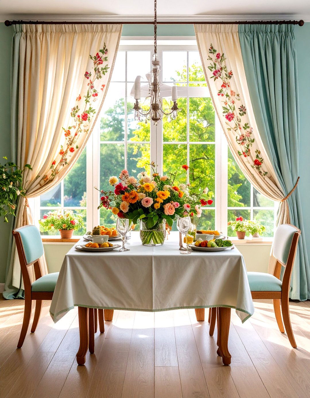 Embroidered Detail Curtains - 24 Dining Room Curtain Ideas