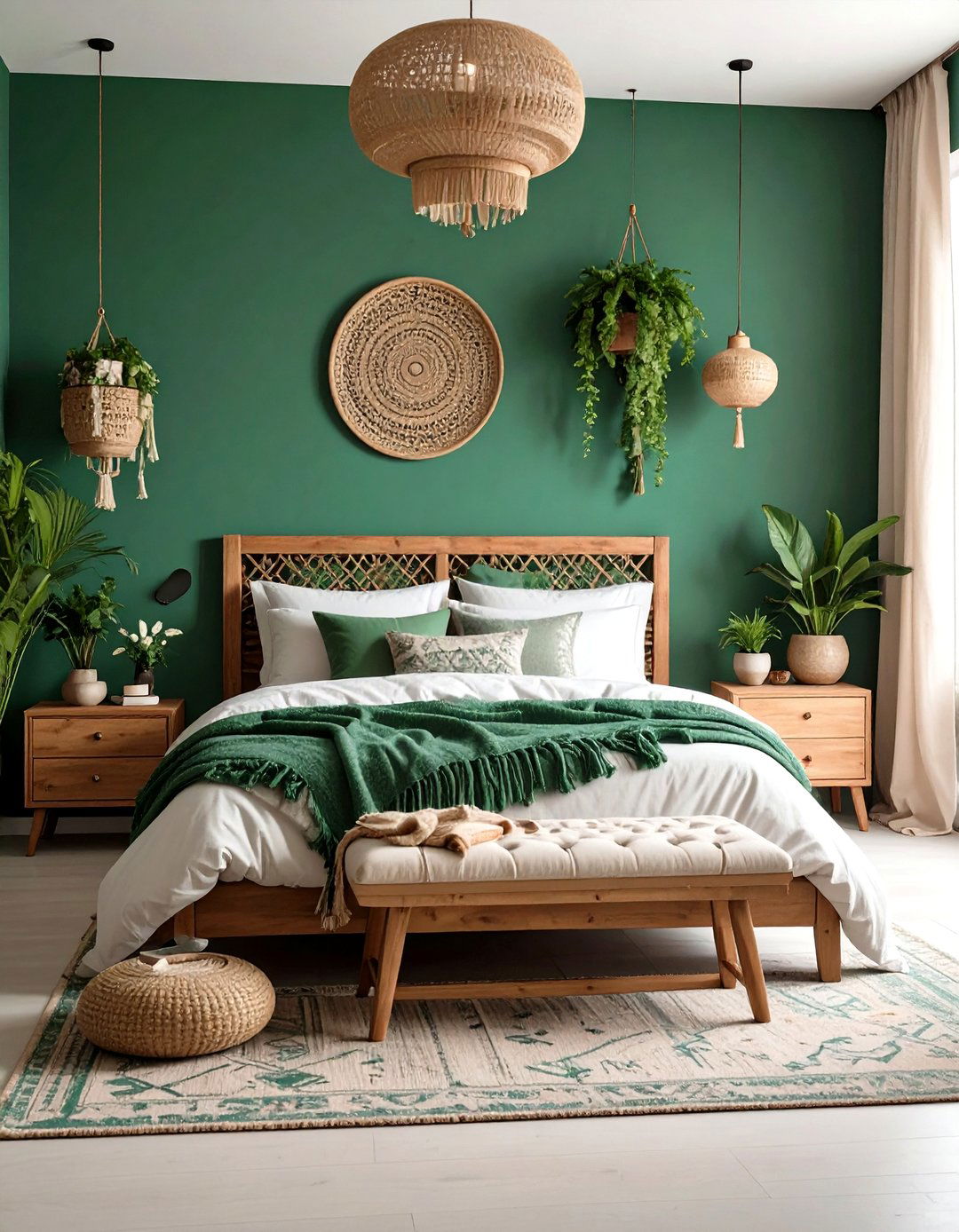 Emerald Green Bohemian Bedroom - 24 Emerald Green Bedroom Ideas
