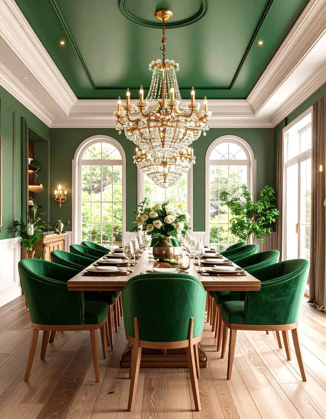 Emerald Green Dining Room Ceiling - 24 Green Ceiling Ideas