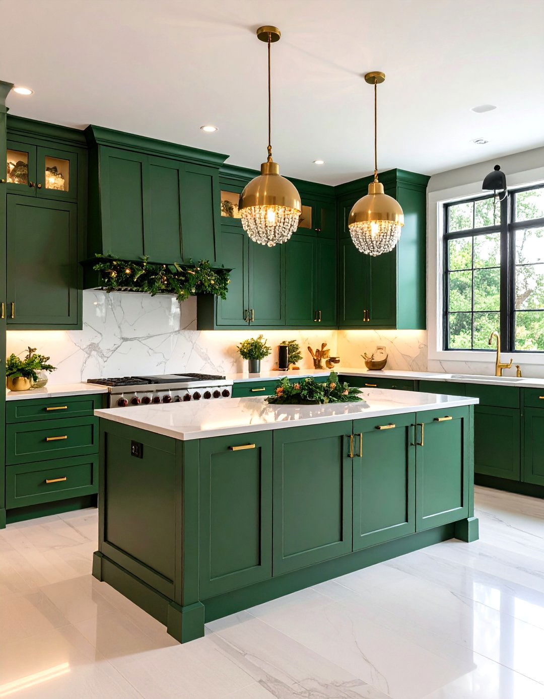 Emerald Green Lighting and Chandelier Focus - 24 Emerald Green Kitchen Ideas