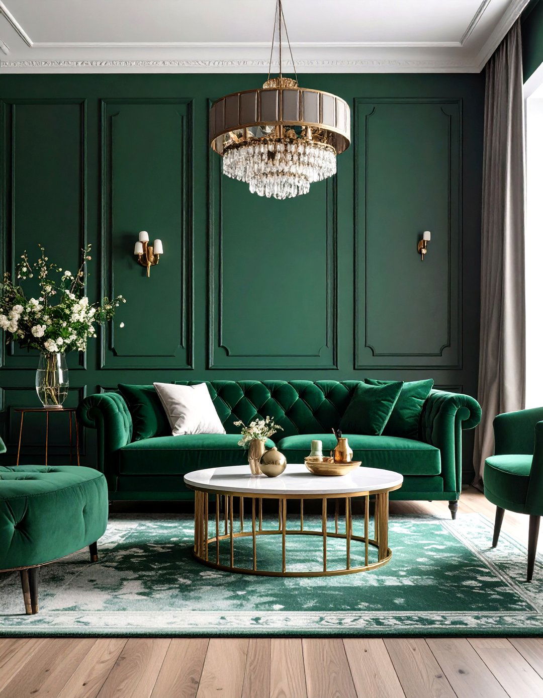 Emerald Green Living Room Jewel Box - 24 Monochromatic Color Schemes for Rooms