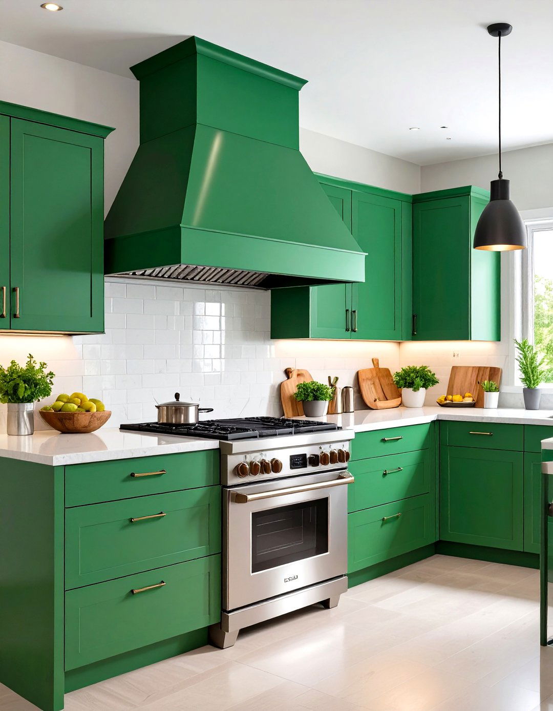 Emerald Green Range Hood and Appliance Integration - 24 Emerald Green Kitchen Ideas