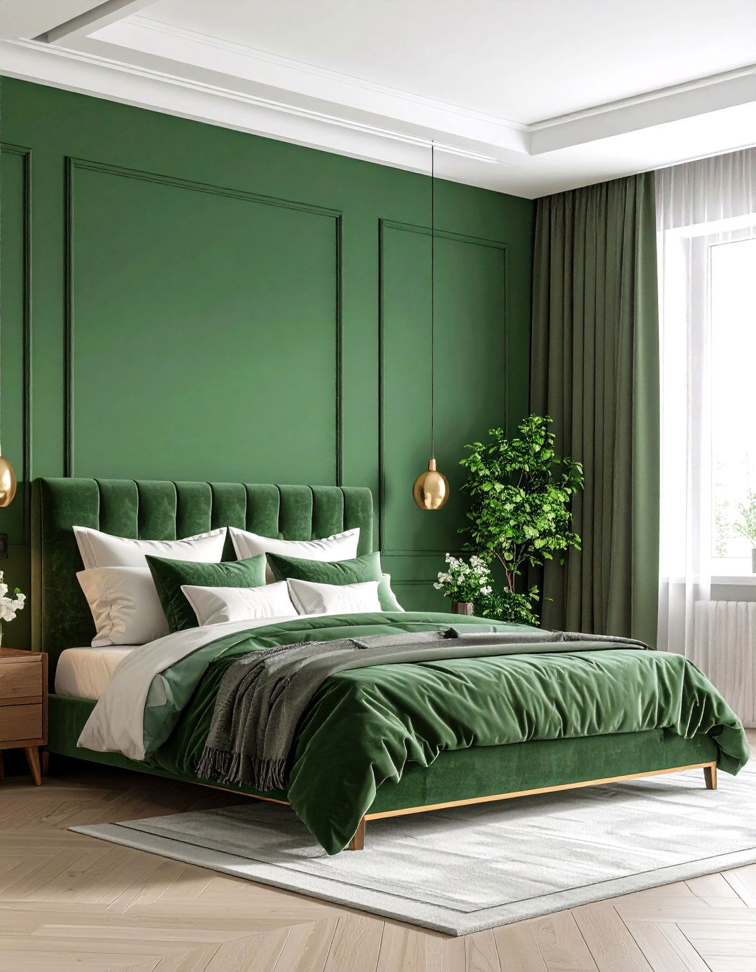 Emerald Green Textured Wall Bedroom - 24 Emerald Green Bedroom Ideas