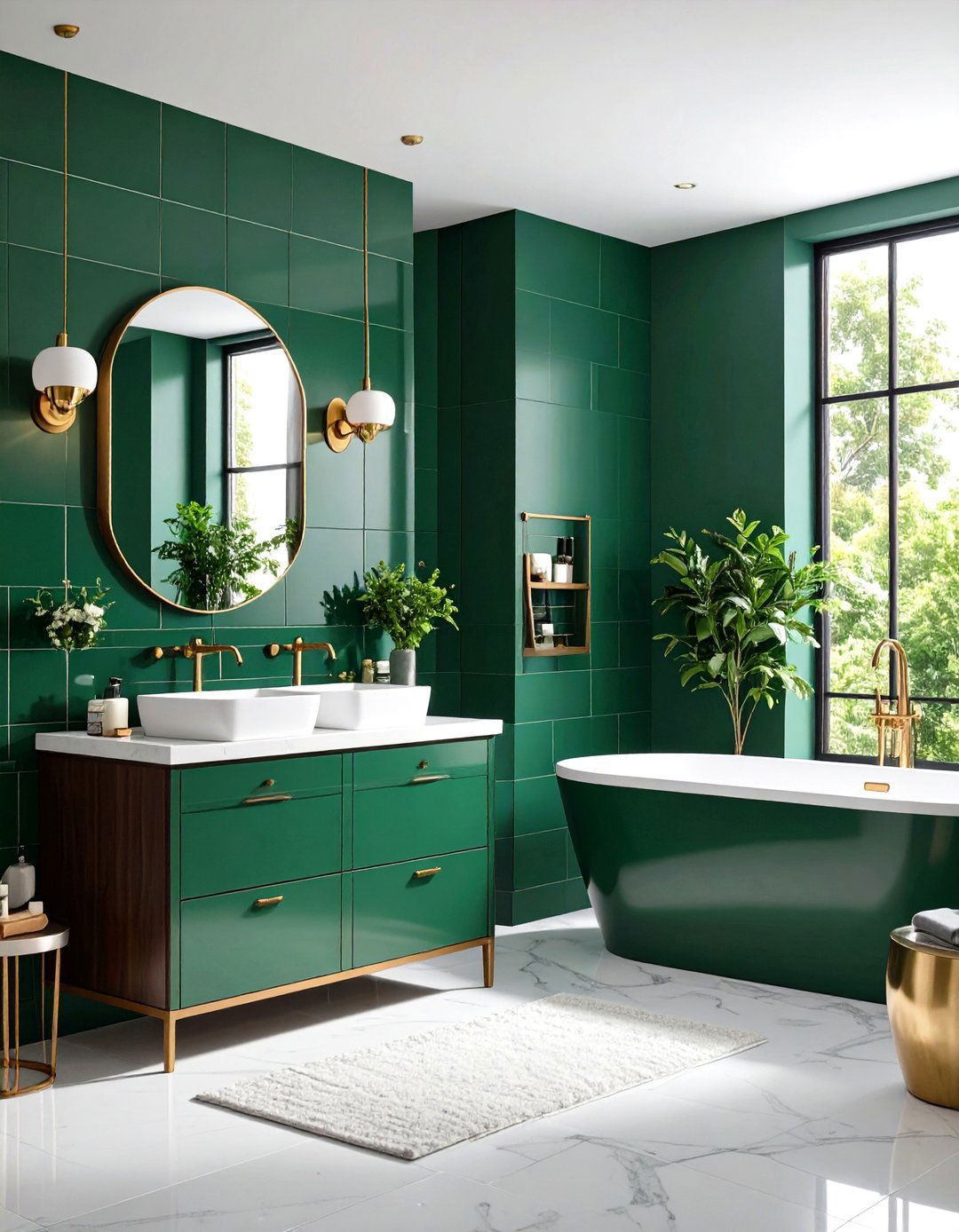 Emerald Green Tile Accent Wall - 24 Green Accent Wall Ideas