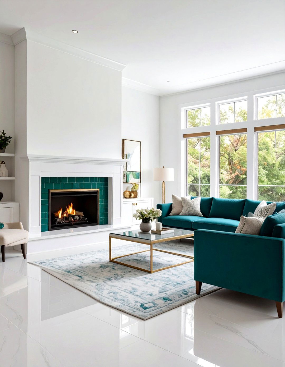 Emerald Green Tile Surround - 24 Green Fireplace Ideas