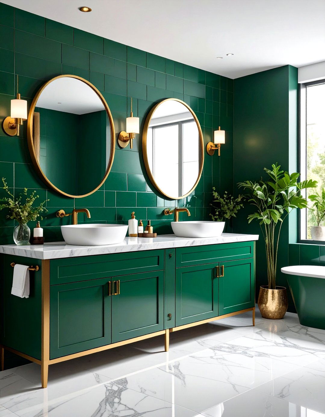 Emerald Green Tile Themes - 24 Art Deco Bathroom Ideas
