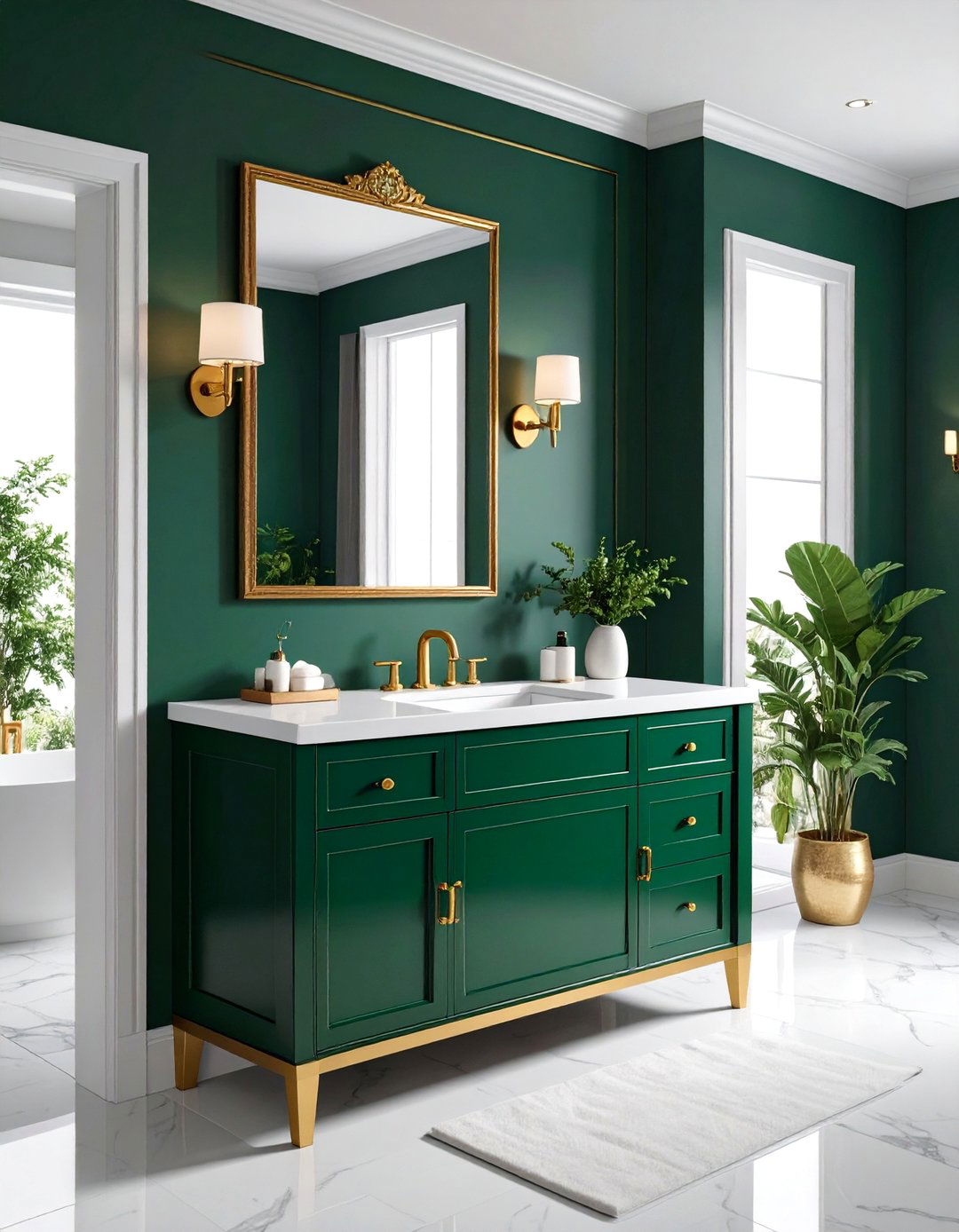 Emerald Green Vanity with Brass Hardware - 24 Bathroom With Green Vanity