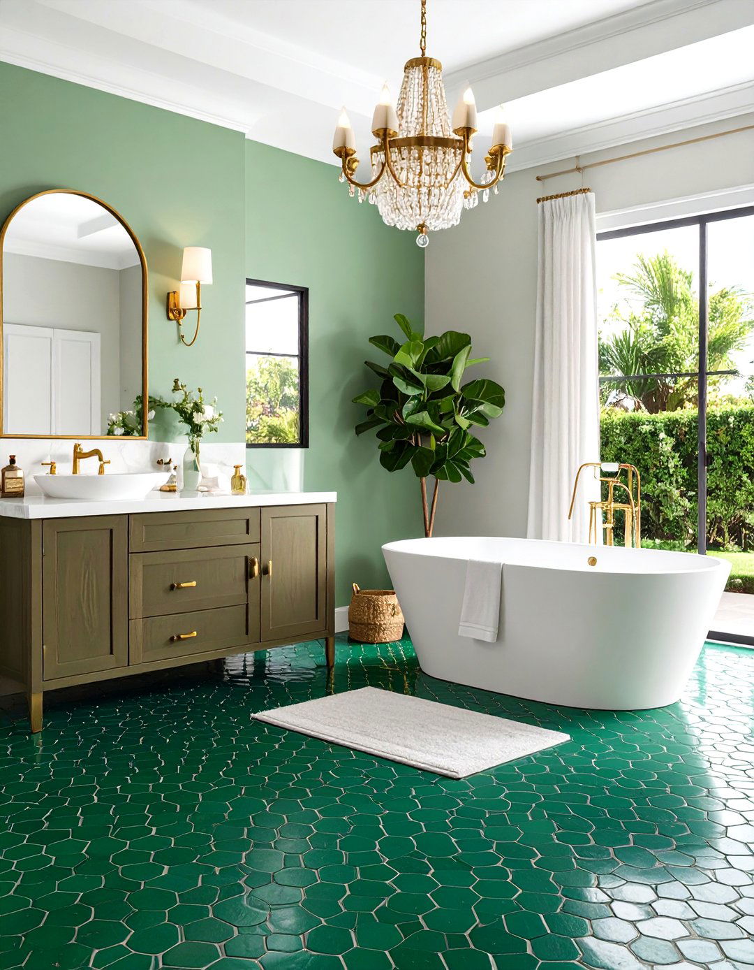 Emerald Green Vintage Revival - 24 Penny Tile Bathroom Floor Ideas