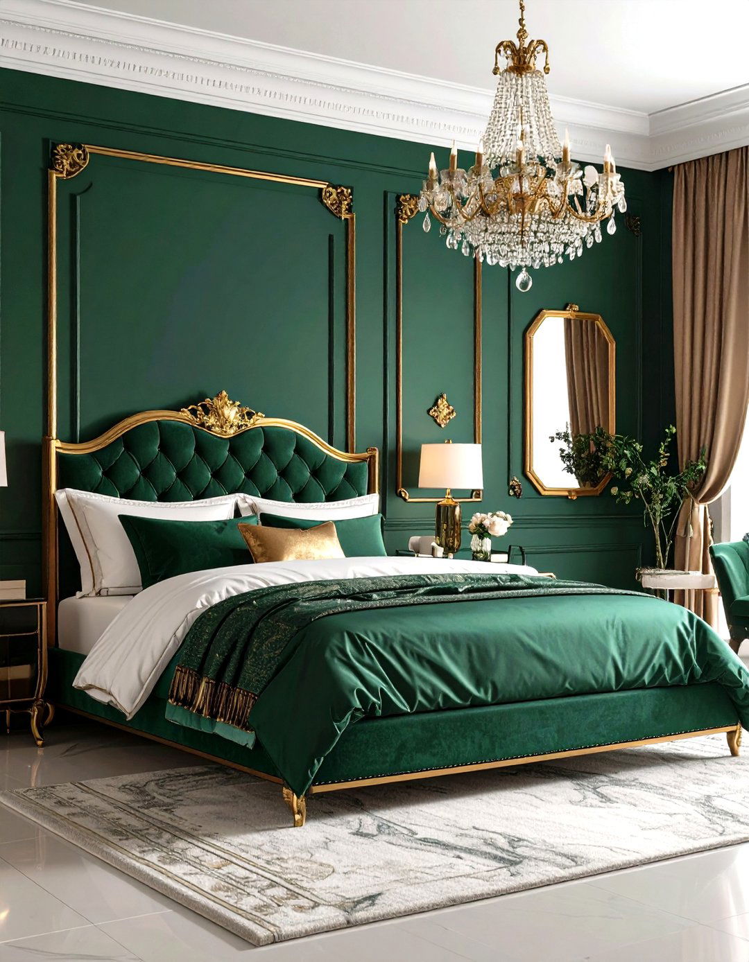 Emerald Green and Gold Bedroom Sanctuary - 24 Emerald Green Bedroom Ideas