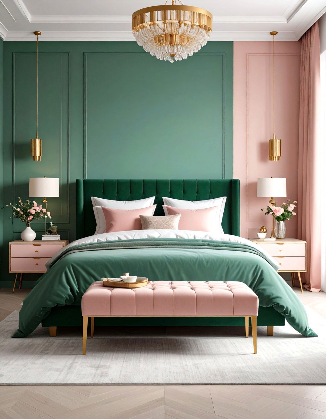 Emerald Green and Pink Bedroom - 24 Emerald Green Bedroom Ideas
