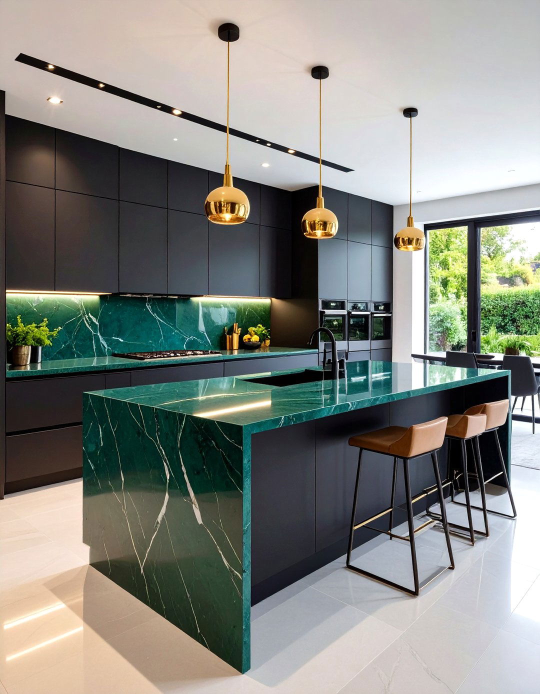 Emerald Quartzite Luxury Contemporary Kitchen - 24 Kitchen With Green Countertops Ideas