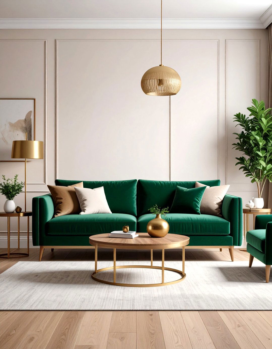 Emerald Velvet Sofa Centerpiece Design - 24 Dark Green Living Room Ideas