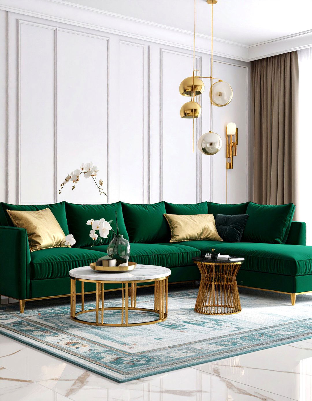 Emerald Velvet Sophistication Living Room - 24 Luxury Living Room Ideas