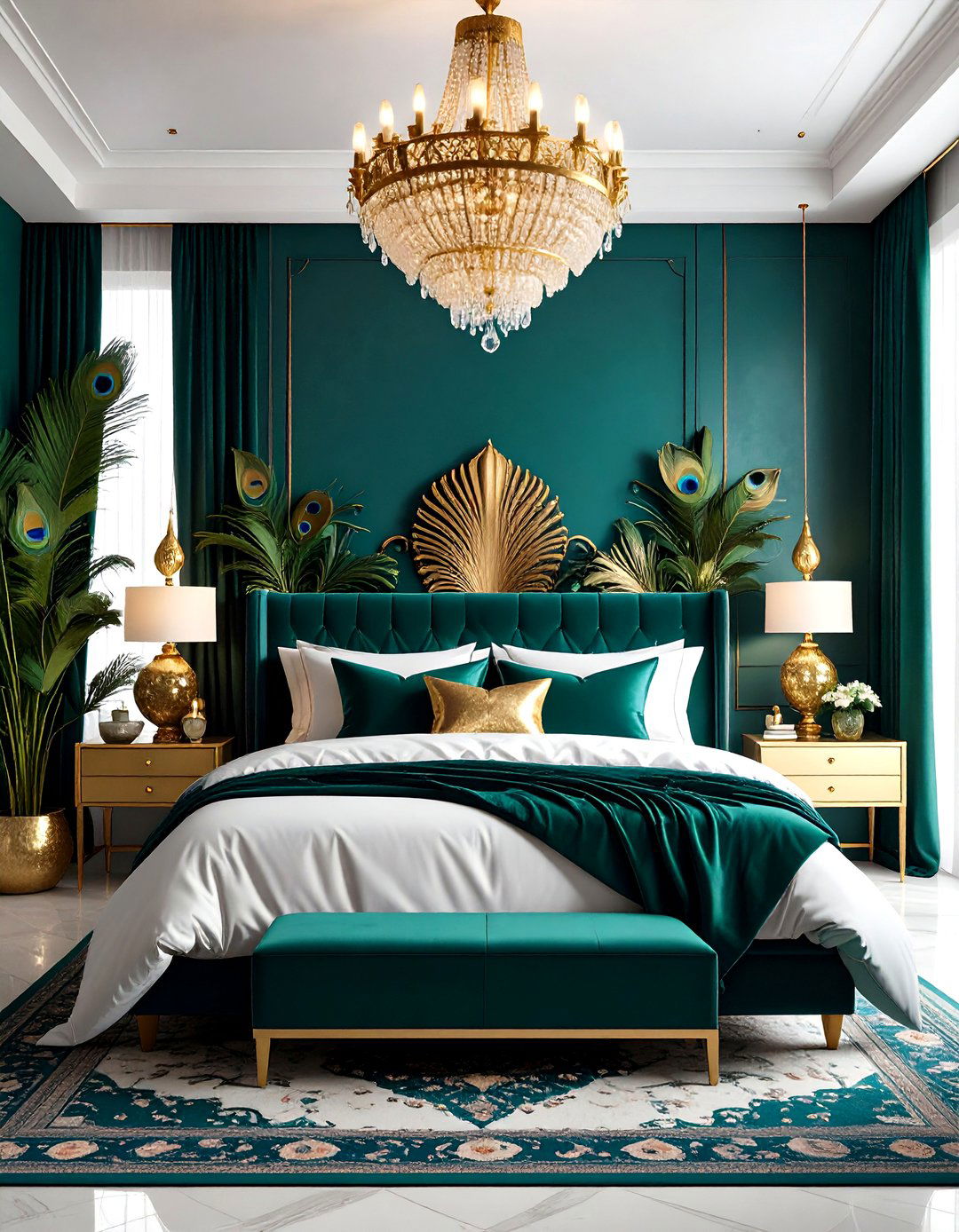 Emerald and Gold Luxe Boho - 24 Green Boho Bedroom Ideas