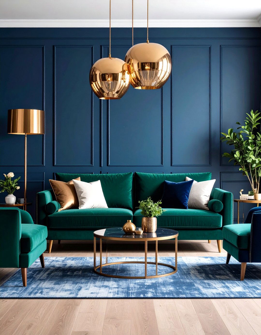 Emerald and Navy Blue Combination - 24 Dark Green Living Room Ideas