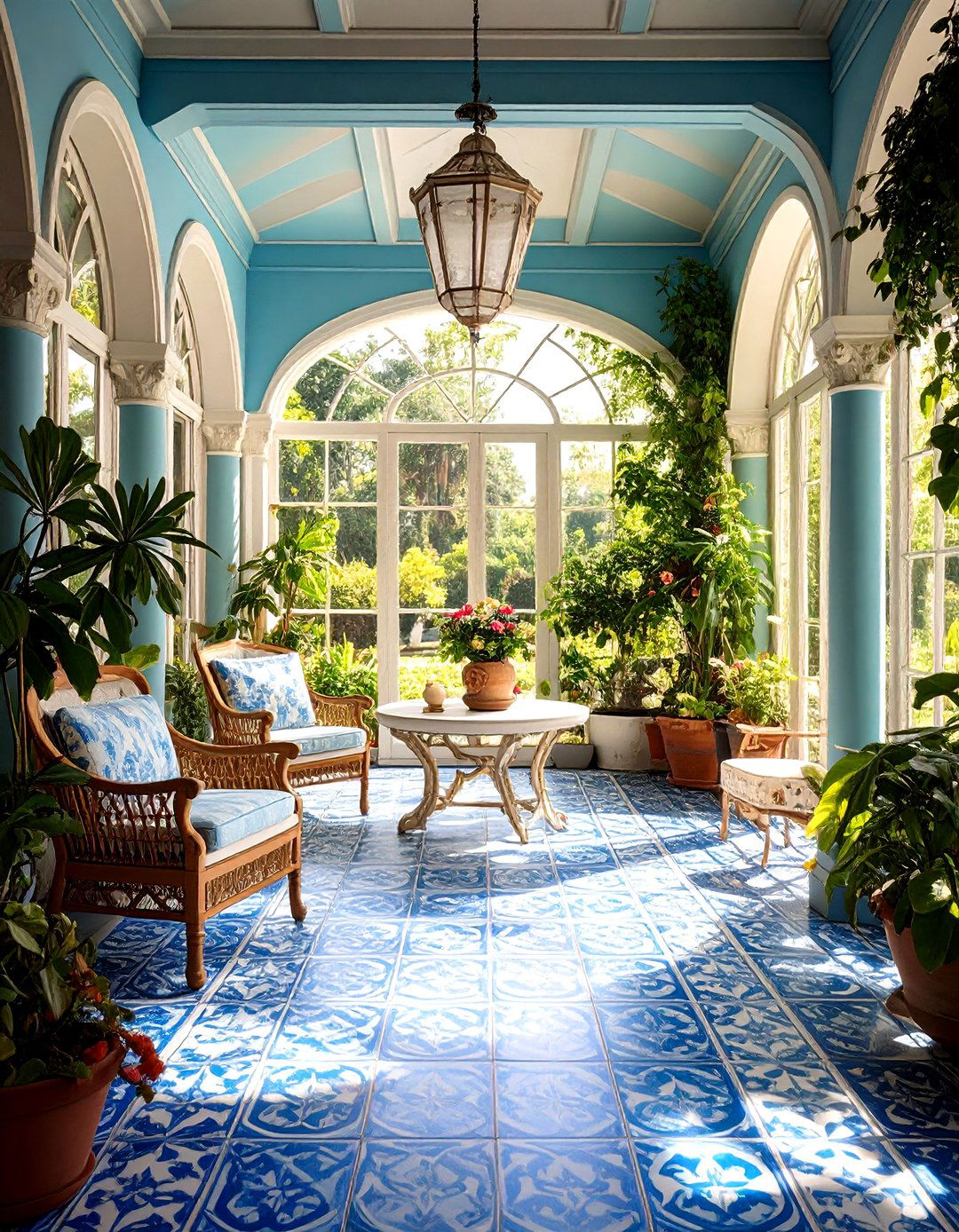 Encaustic Patterned Sunroom Tiles - 24 Sunroom Tile Floor Ideas