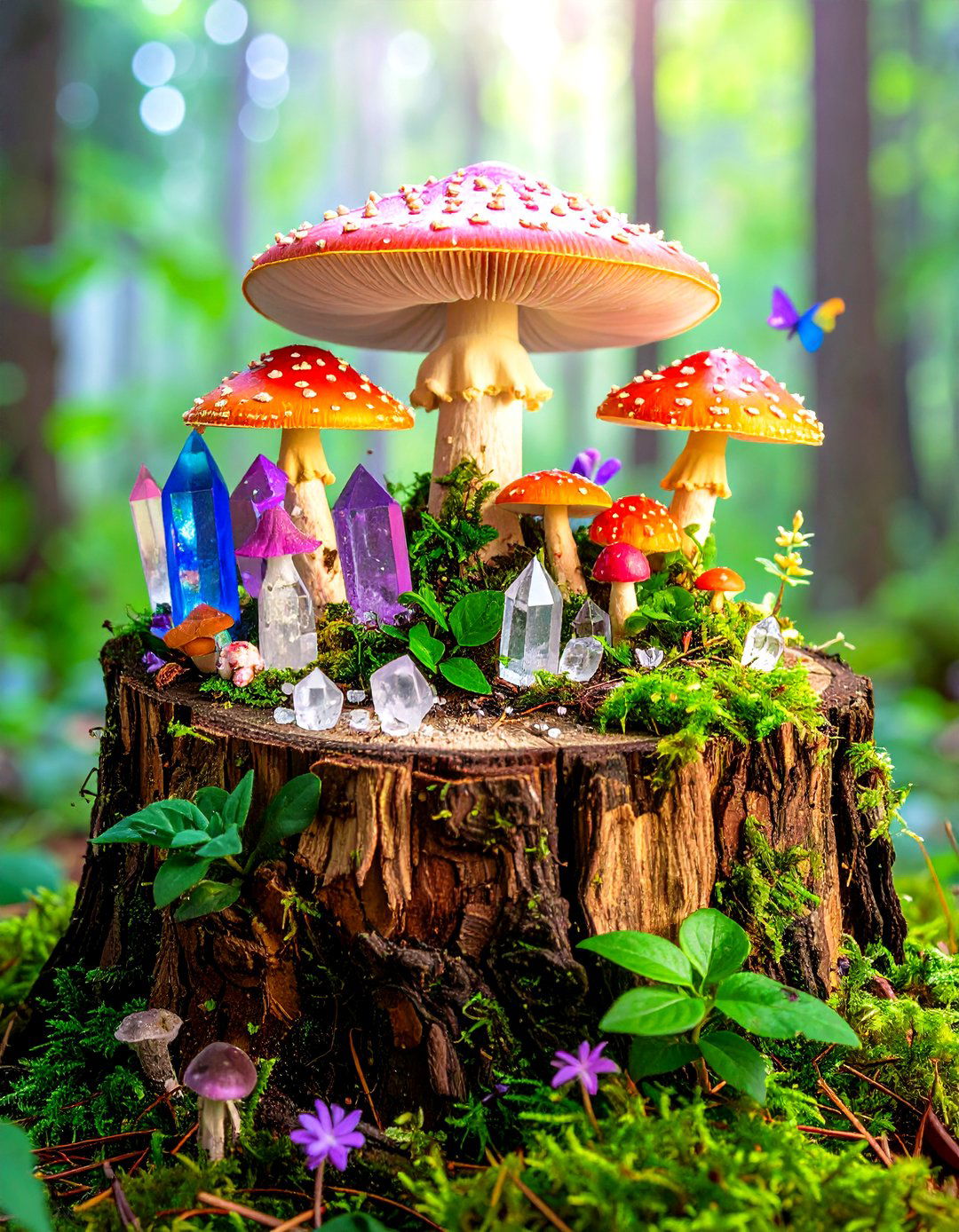 Enchanted Forest Mushroom Grove - 24 Tree Stump Fairy Garden Ideas