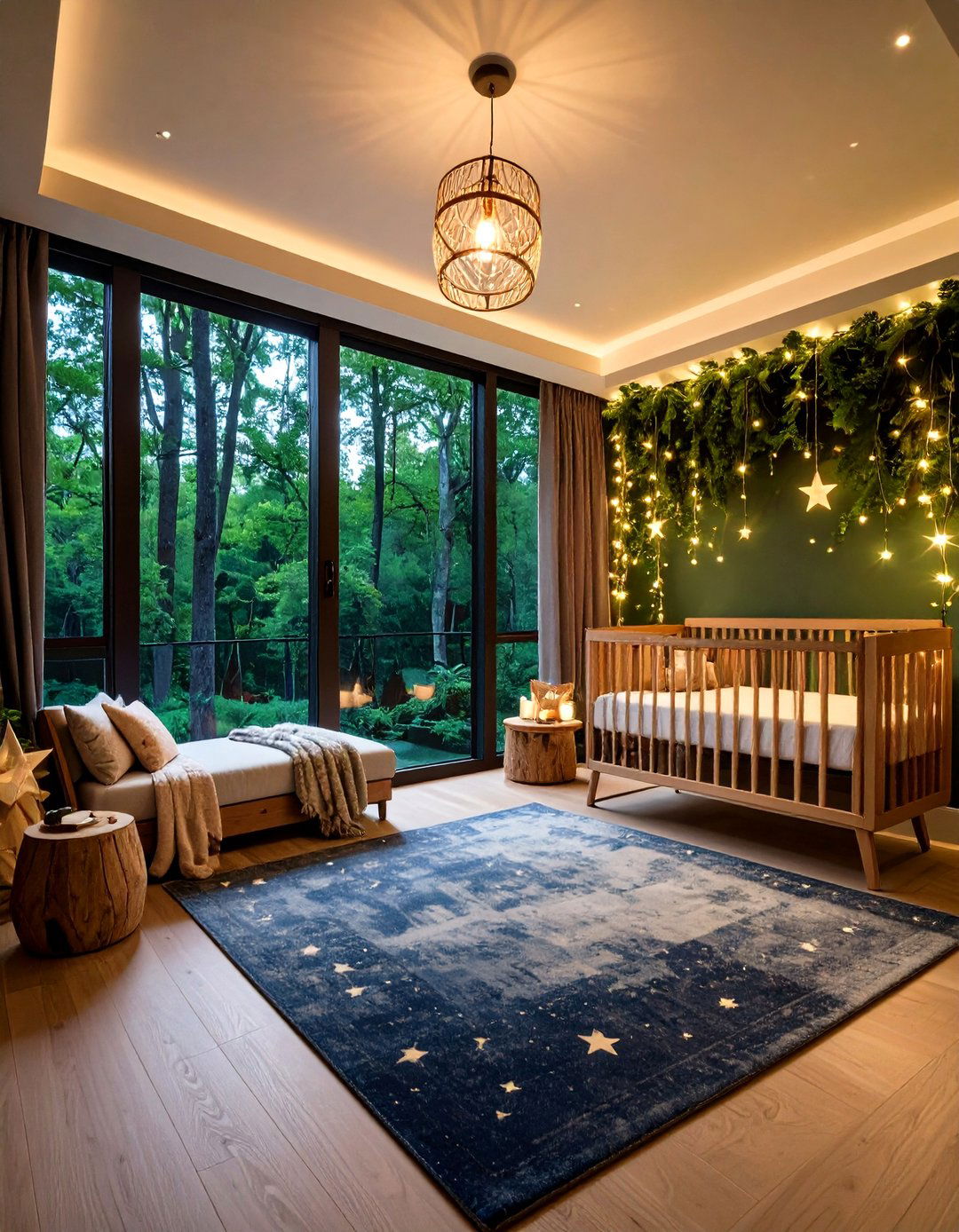 Enchanted Forest with Fairy Lights - 24 Woodland Nursery Ideas