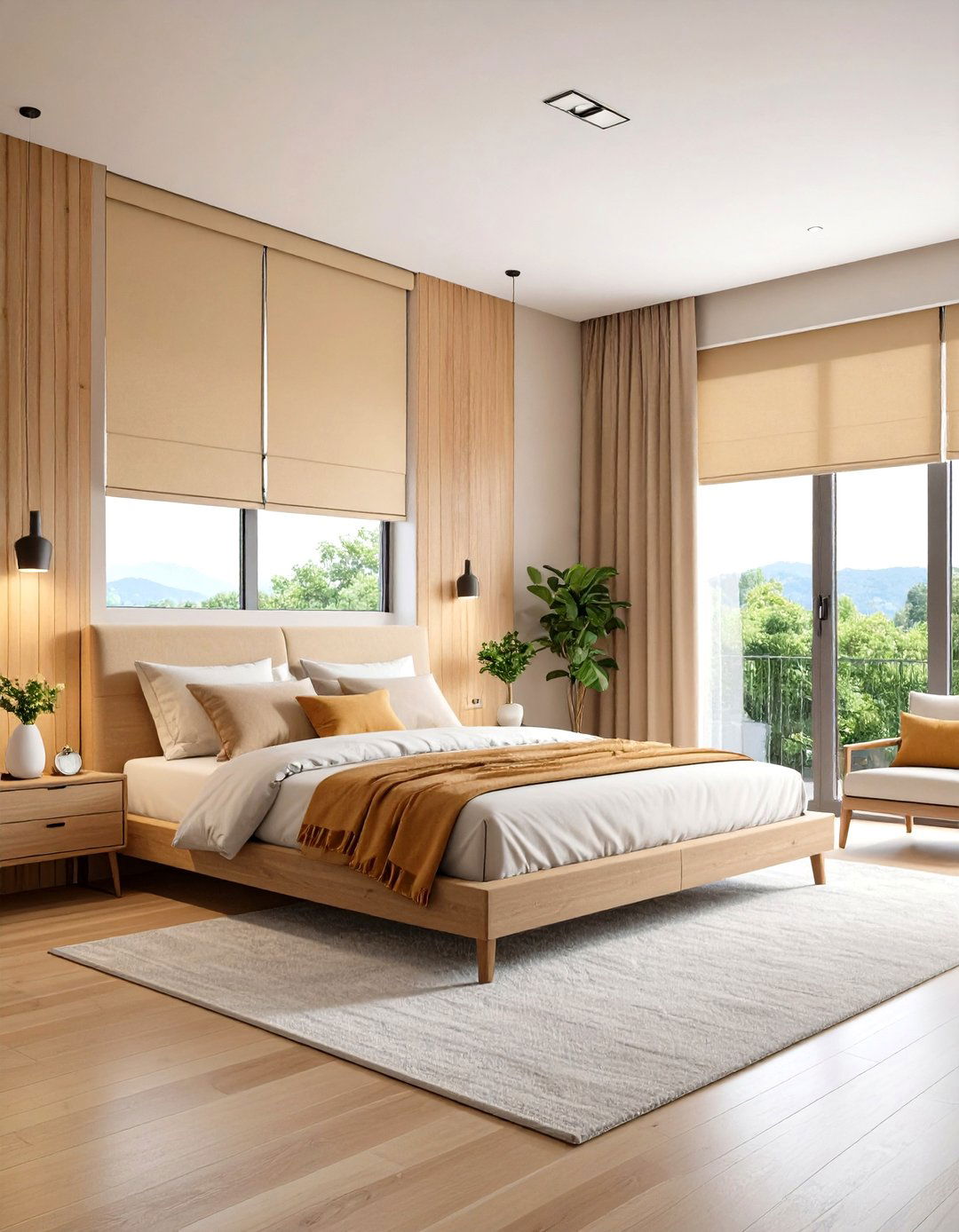 Energy Efficient Triple Cell Shades - 24 Bedroom Window Ideas
