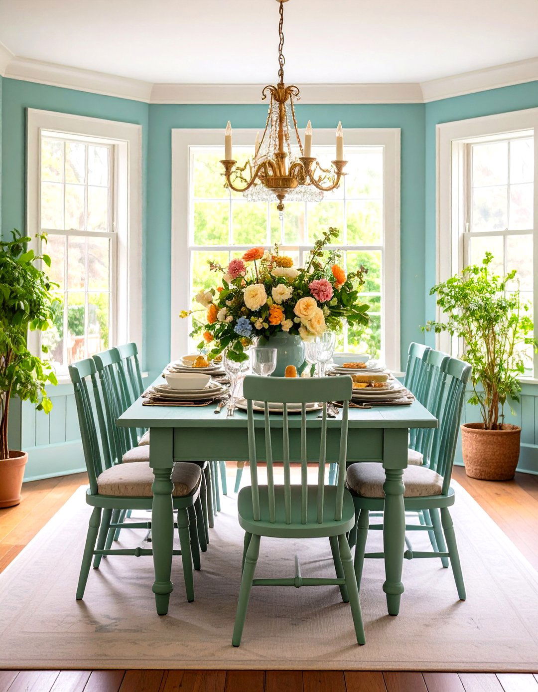English Cottage Craftsman Dining Room with Floral Elements - 24 Craftsman Dining Room Ideas