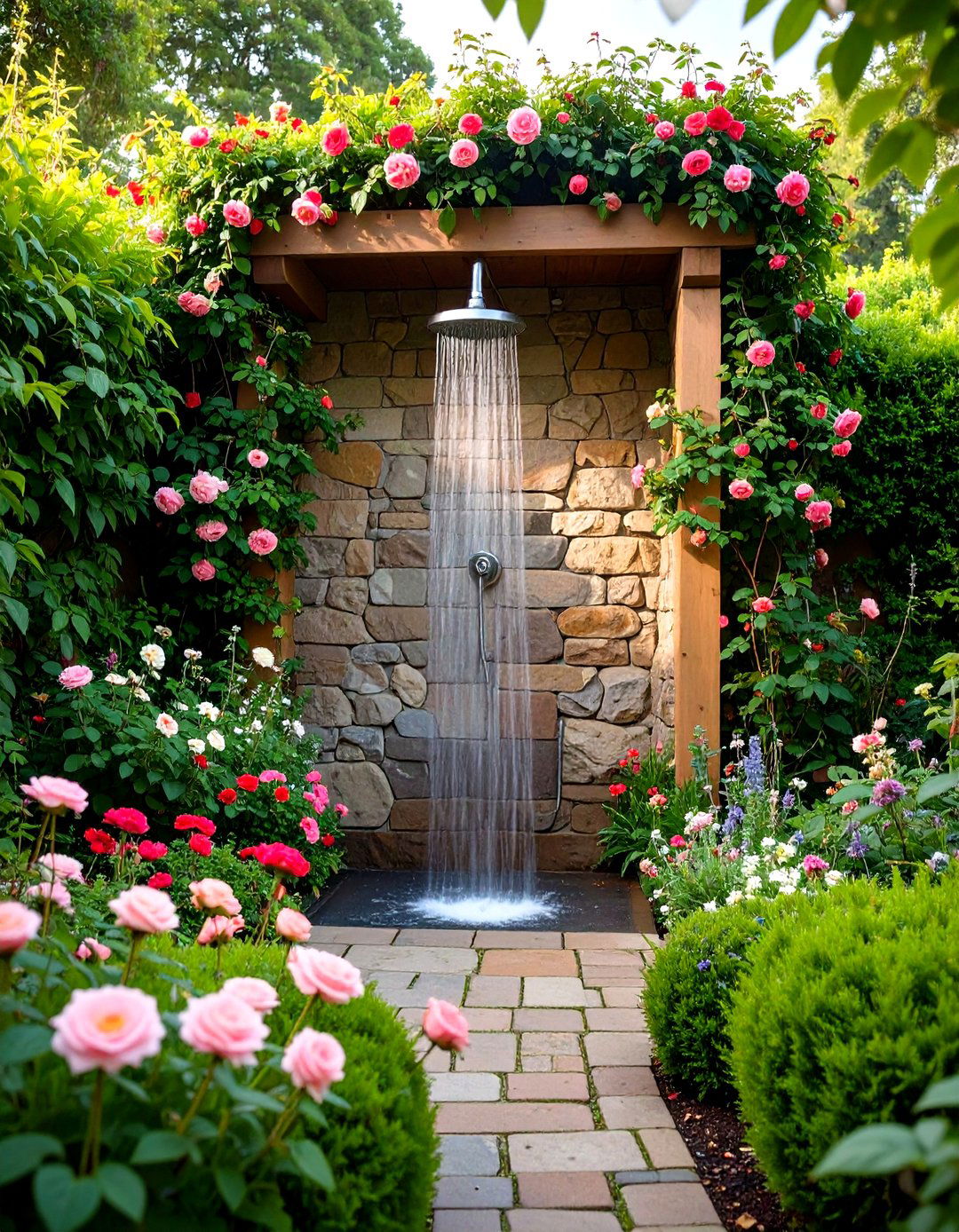 English Cottage Garden Hidden Shower Nook - 24 Outdoor Shower Ideas