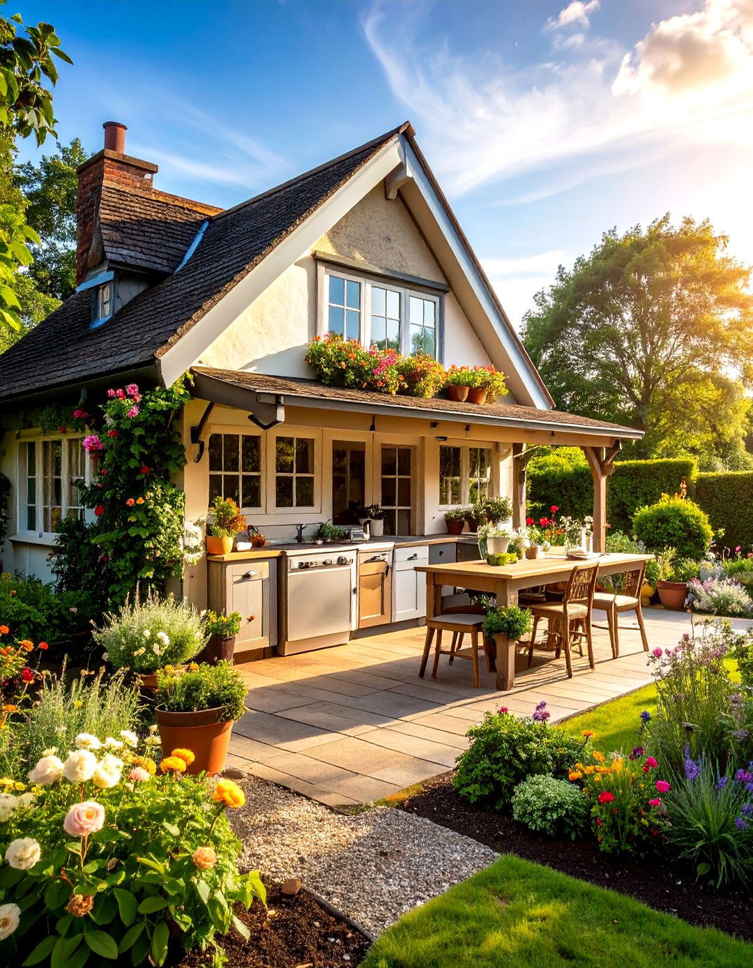 English Cottage Garden Kitchen - 24 Outdoor Kitchen with a Gazebo Ideas
