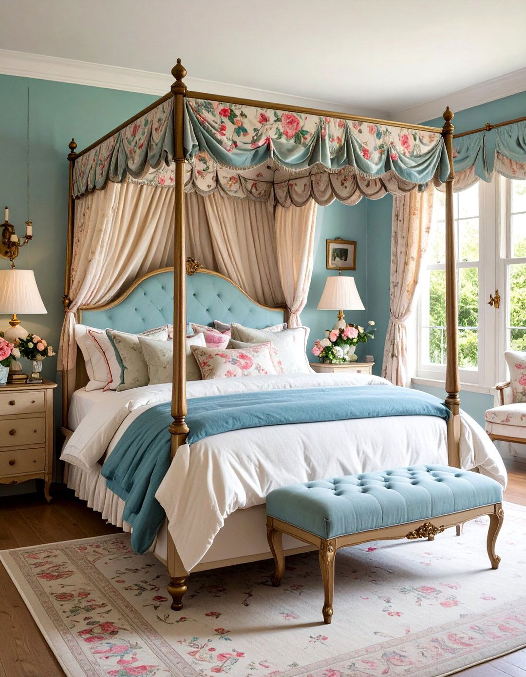 English Country Bedroom with Chintz Patterns