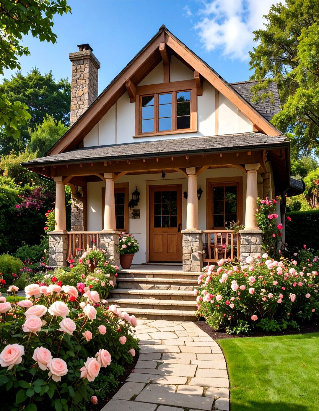 English Country Cottage Charm - 24 Open Gable Porch Ideas