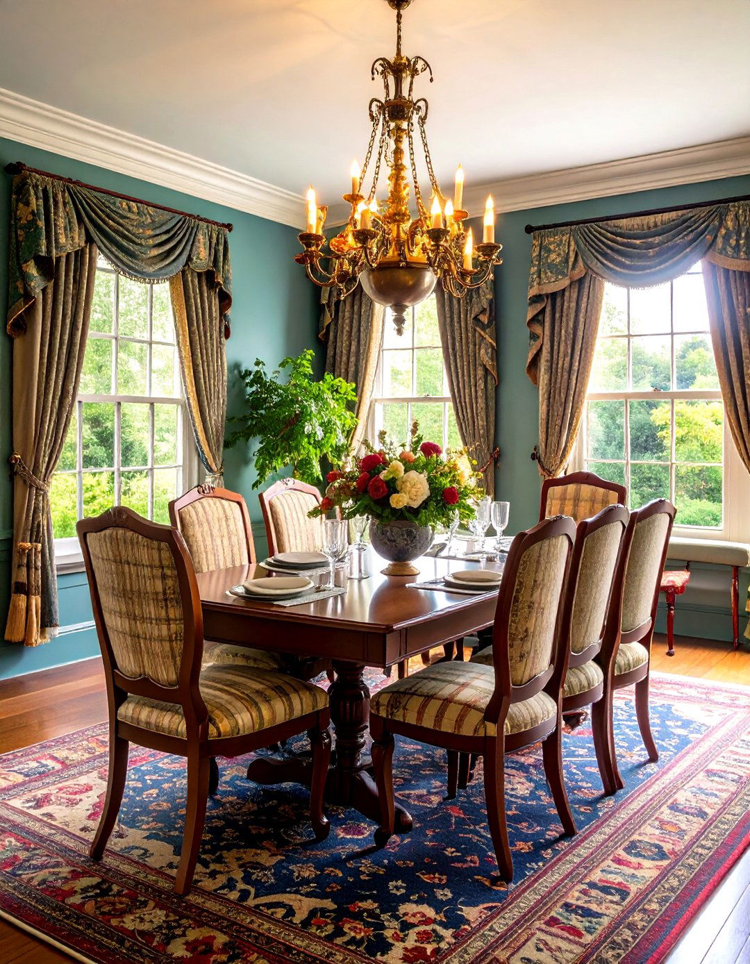 English Country Manor Dining Room with Traditional Elements