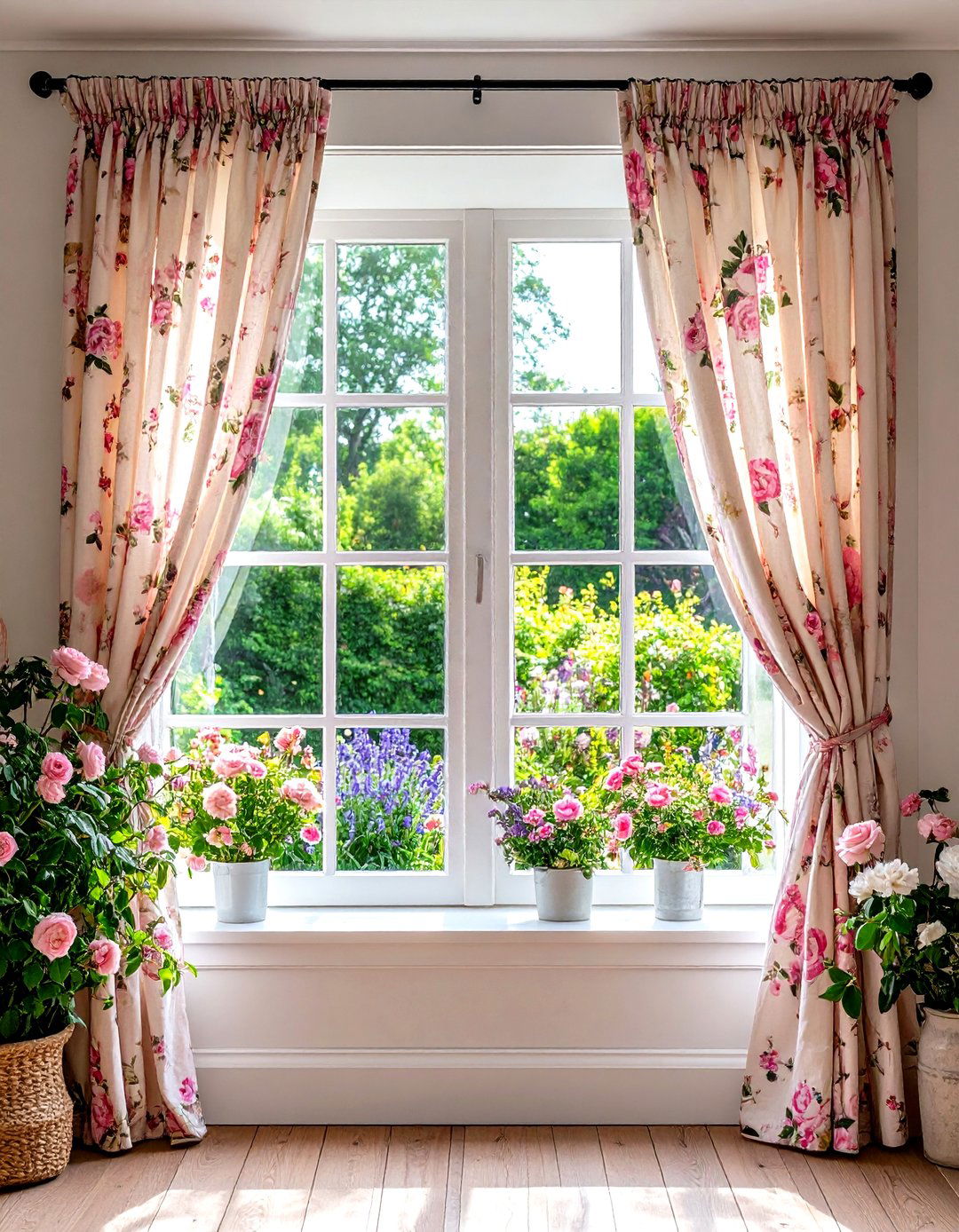 English Garden Floral Curtains in Pastel Colors - 24 Kitchen Curtain Ideas