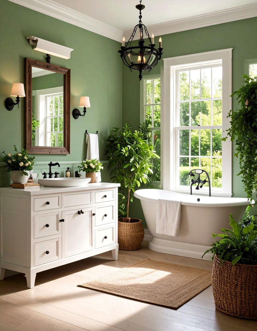 English Garden Inspiration - 24 black, white and green bathroom ideas