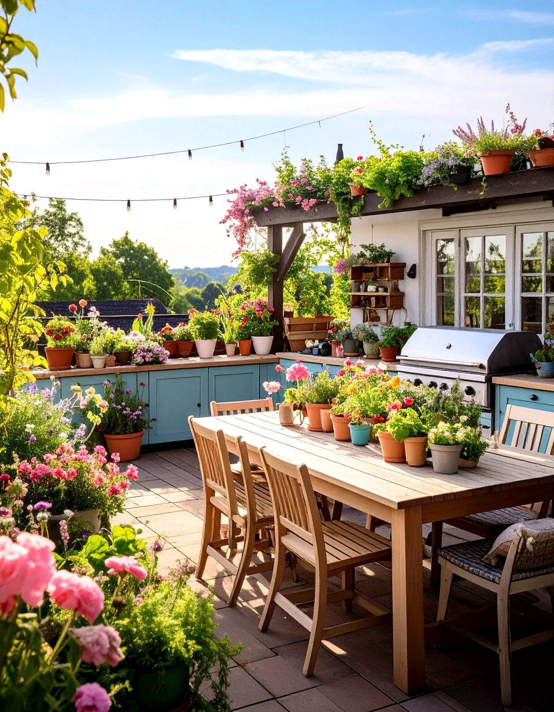 English Garden Rooftop Kitchen Space - 24 Rooftop Kitchen Ideas