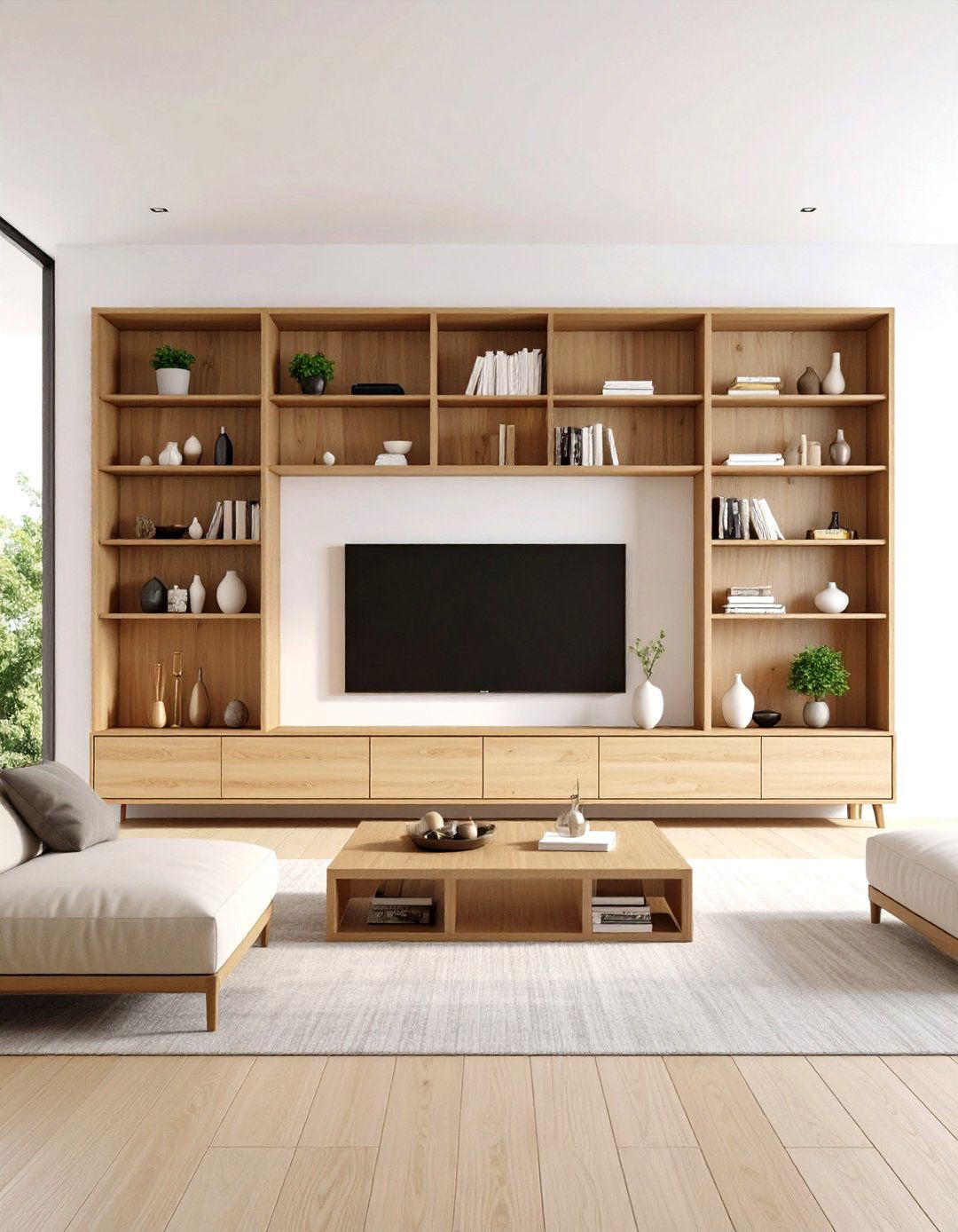 Entertainment Center Integration - 24 Living Room Shelf Ideas