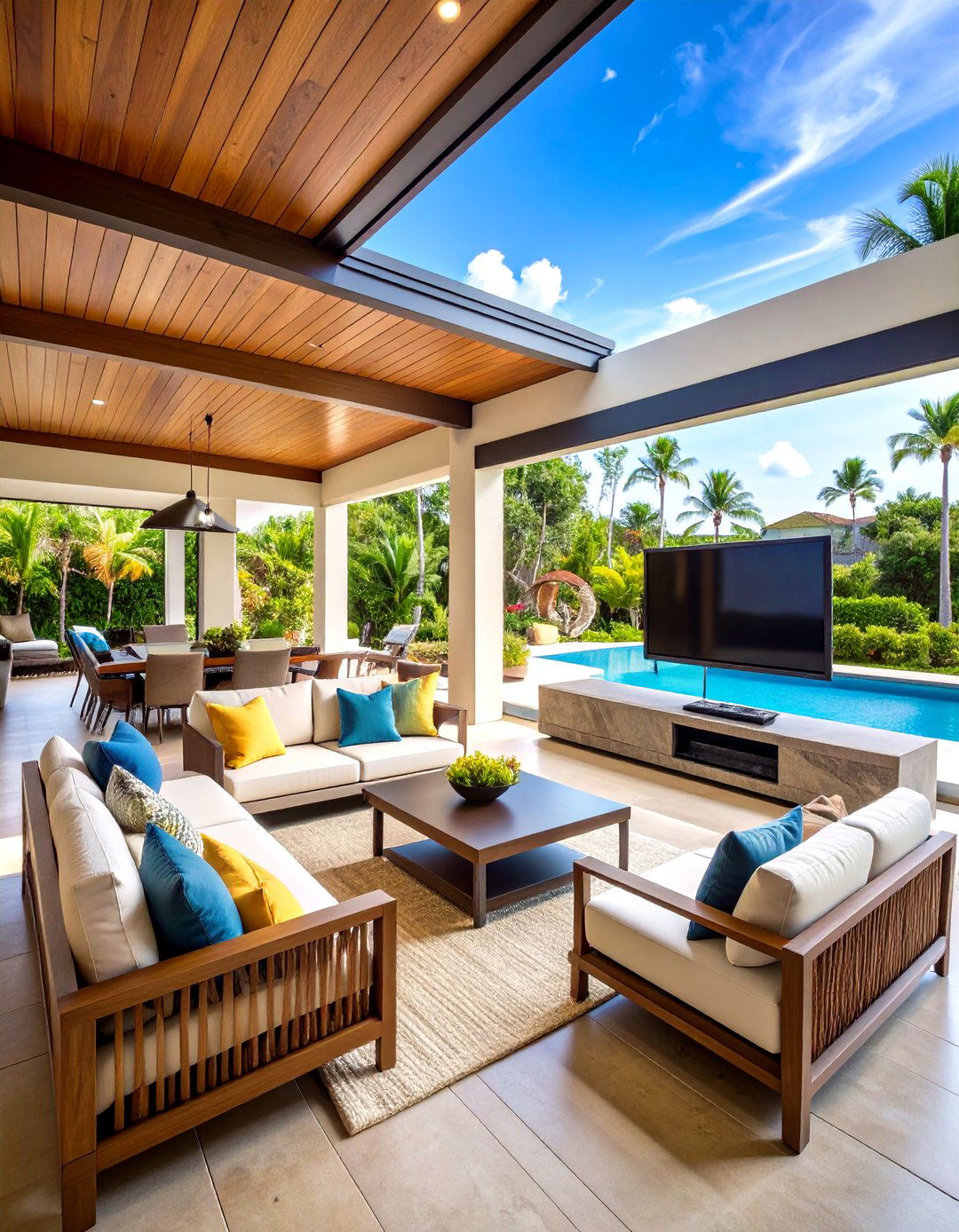 Entertainment Focused Lanai with Technology - 24 Lanai Porch Ideas