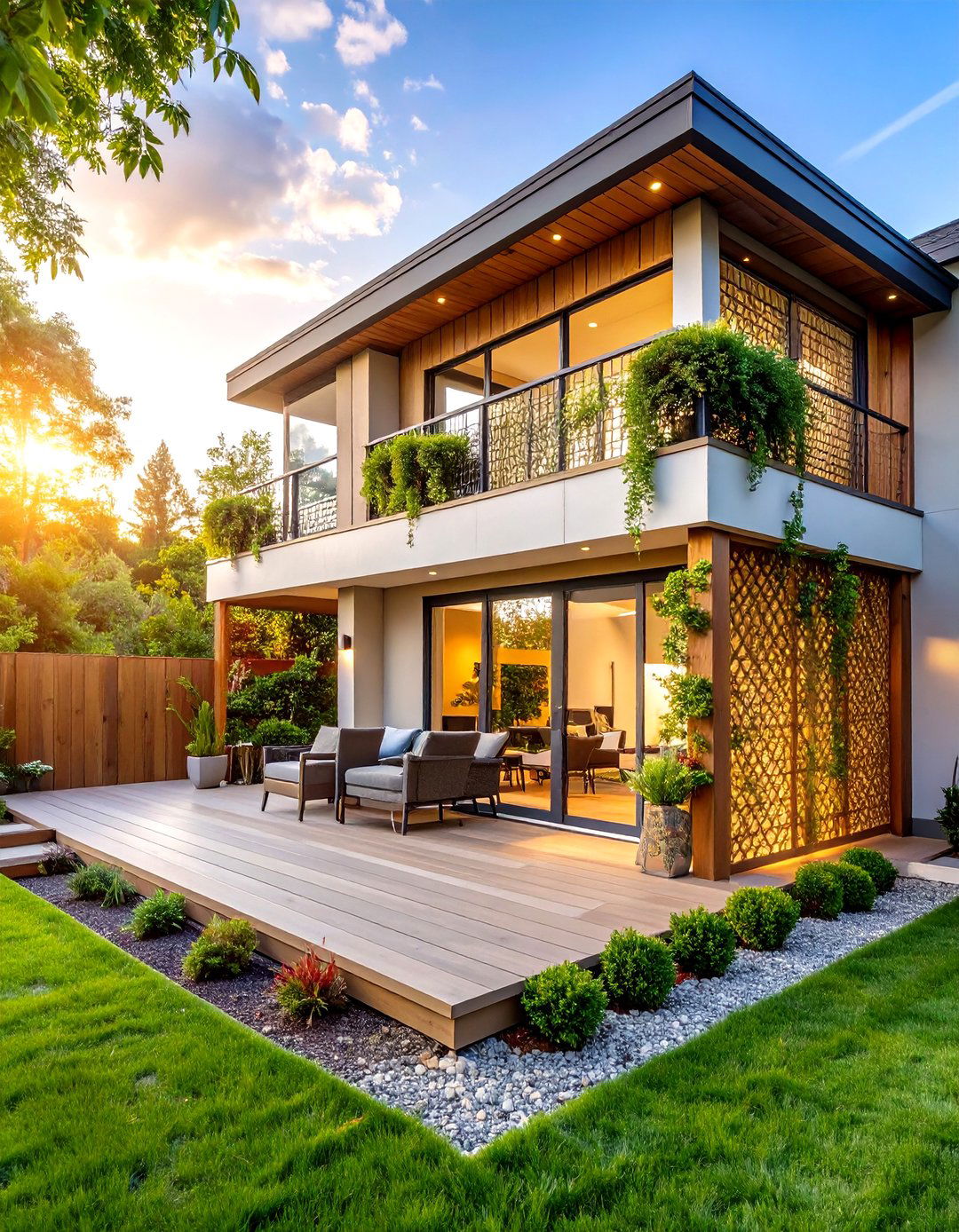 Entertainment Focused Upper Level Deck with Built In Features - 24 2nd Floor Deck Ideas
