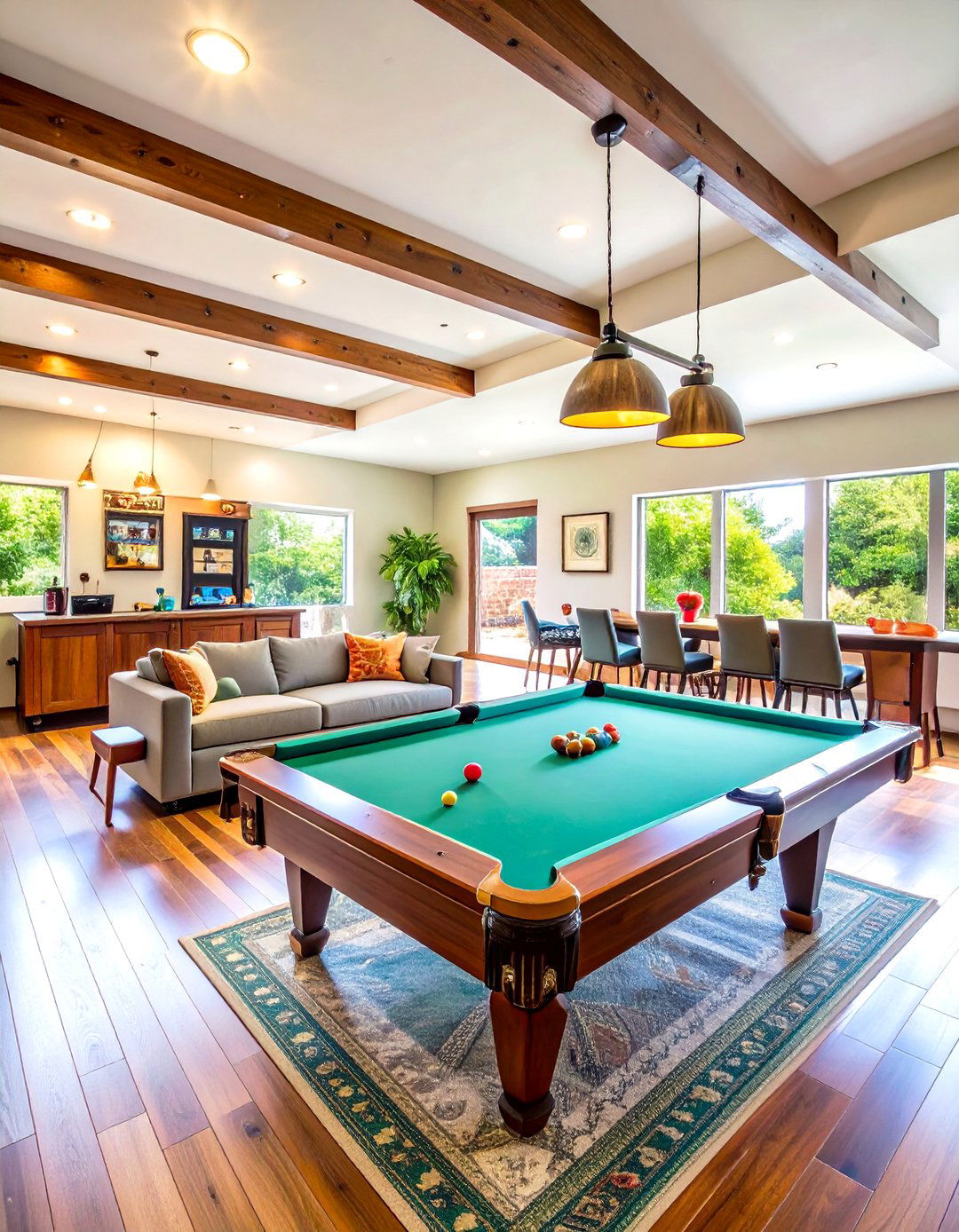 Entertainment Game Room with Multiple Activity Zones - 24 Garage Conversion Ideas