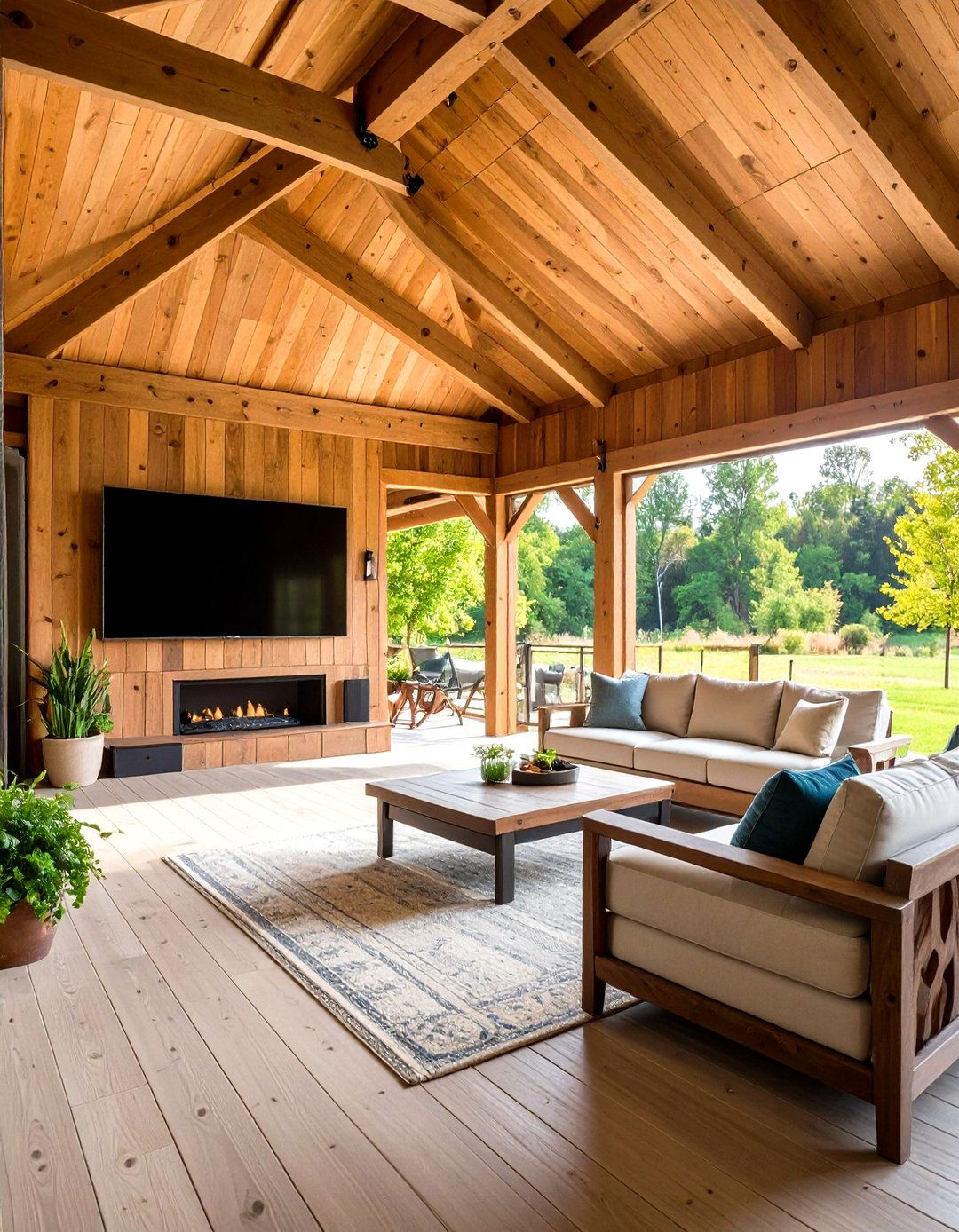 Entertainment Media Porch - 24 Barndominium Front Porch Ideas