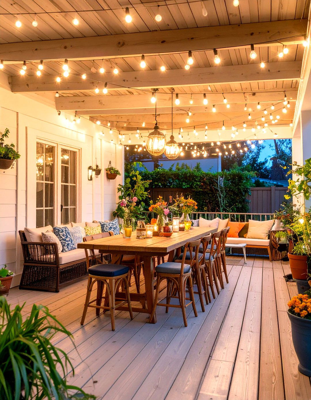 Entertainment Porch with Bar Seating and Ambient Lighting - 24 Small Porch Ideas