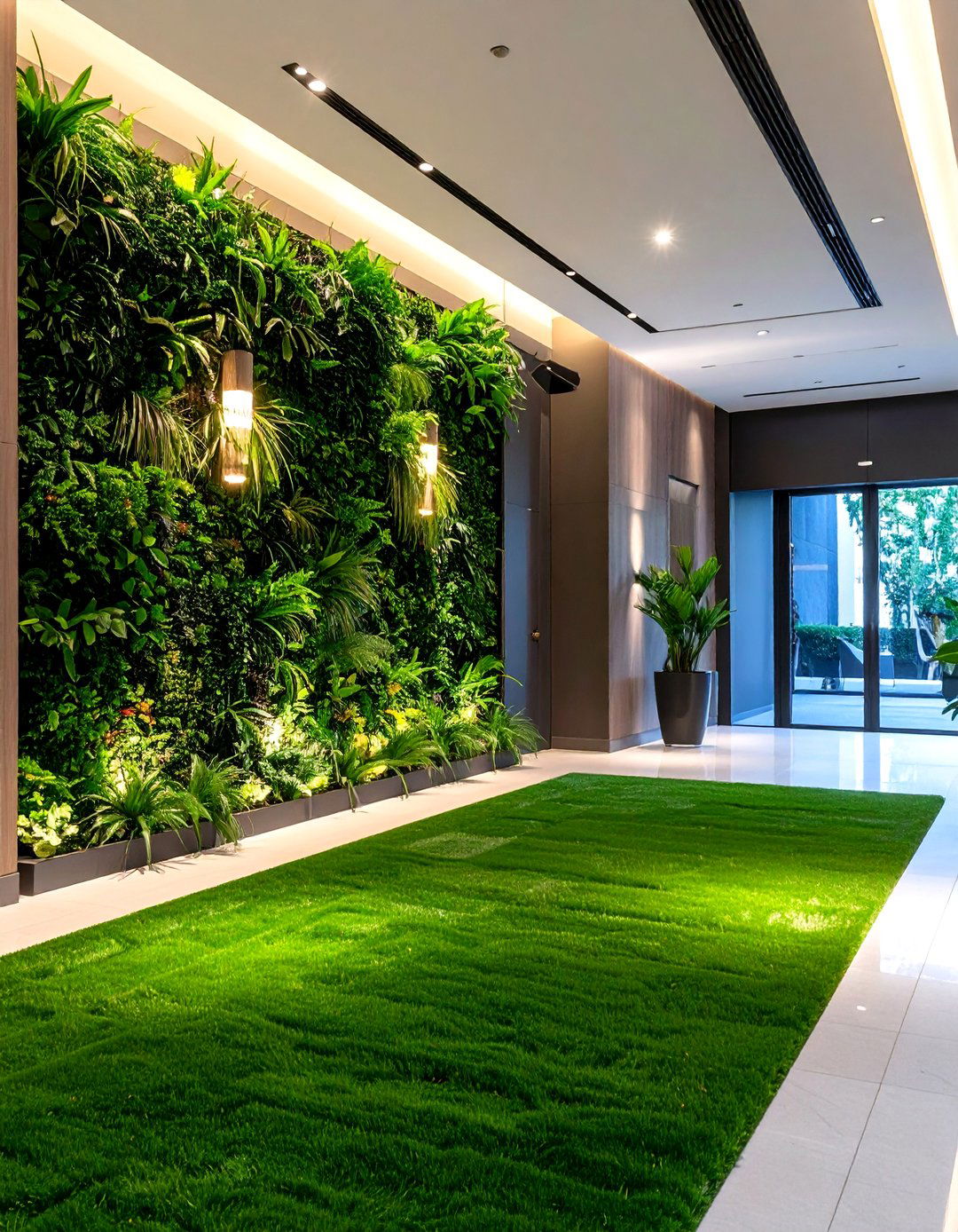 Entrance Foyer Welcomes - 24 Artificial Grass Wall Design Ideas