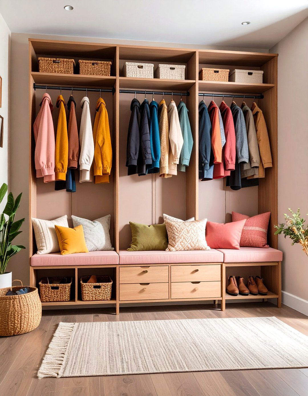 Entry Closet with Built in Mudroom Bench and Storage - 24 Entry Closet Ideas