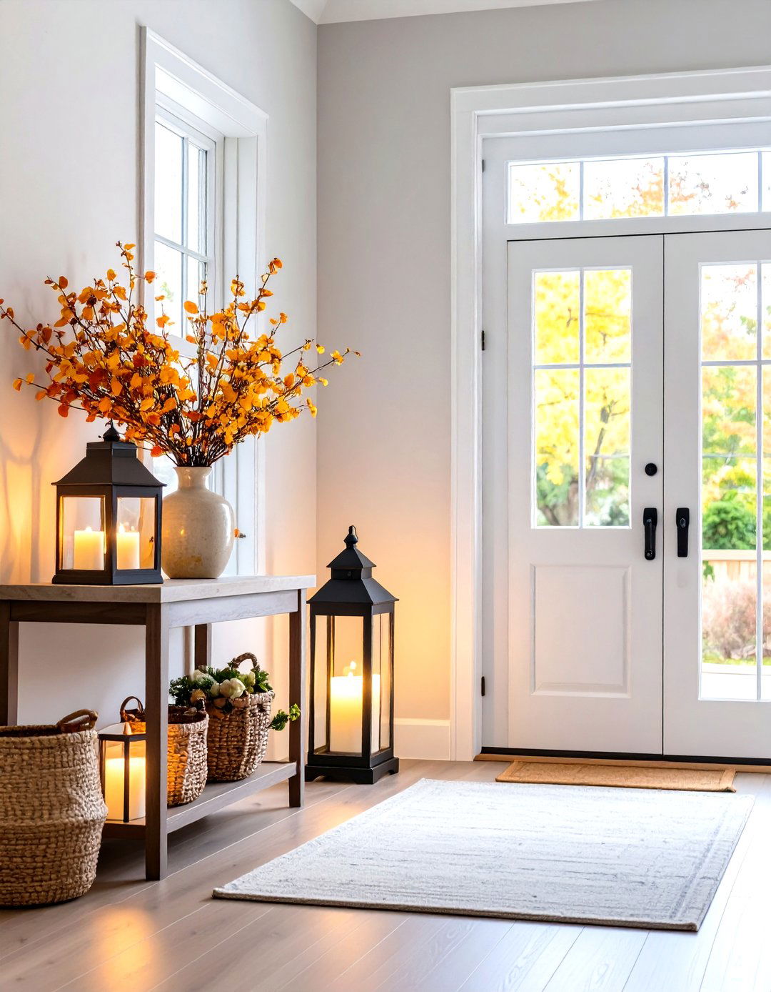 Entryway Welcome Station Arrangement - 24 Lantern Decor Ideas