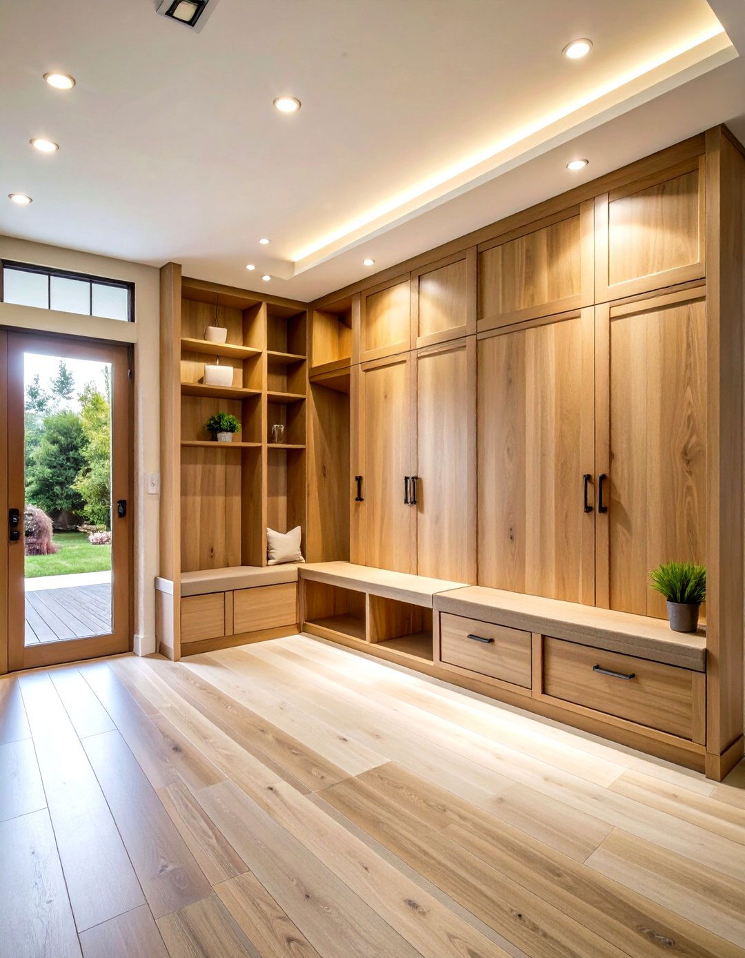 Entryway with Custom Built in Storage System - 24 Entryway Ideas