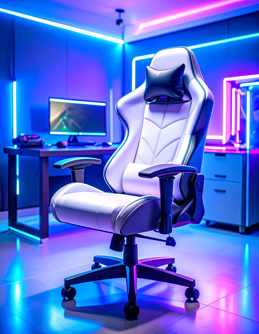 Ergonomic White Gaming Chair Sanctuary - 24 All White Gaming Setup Ideas