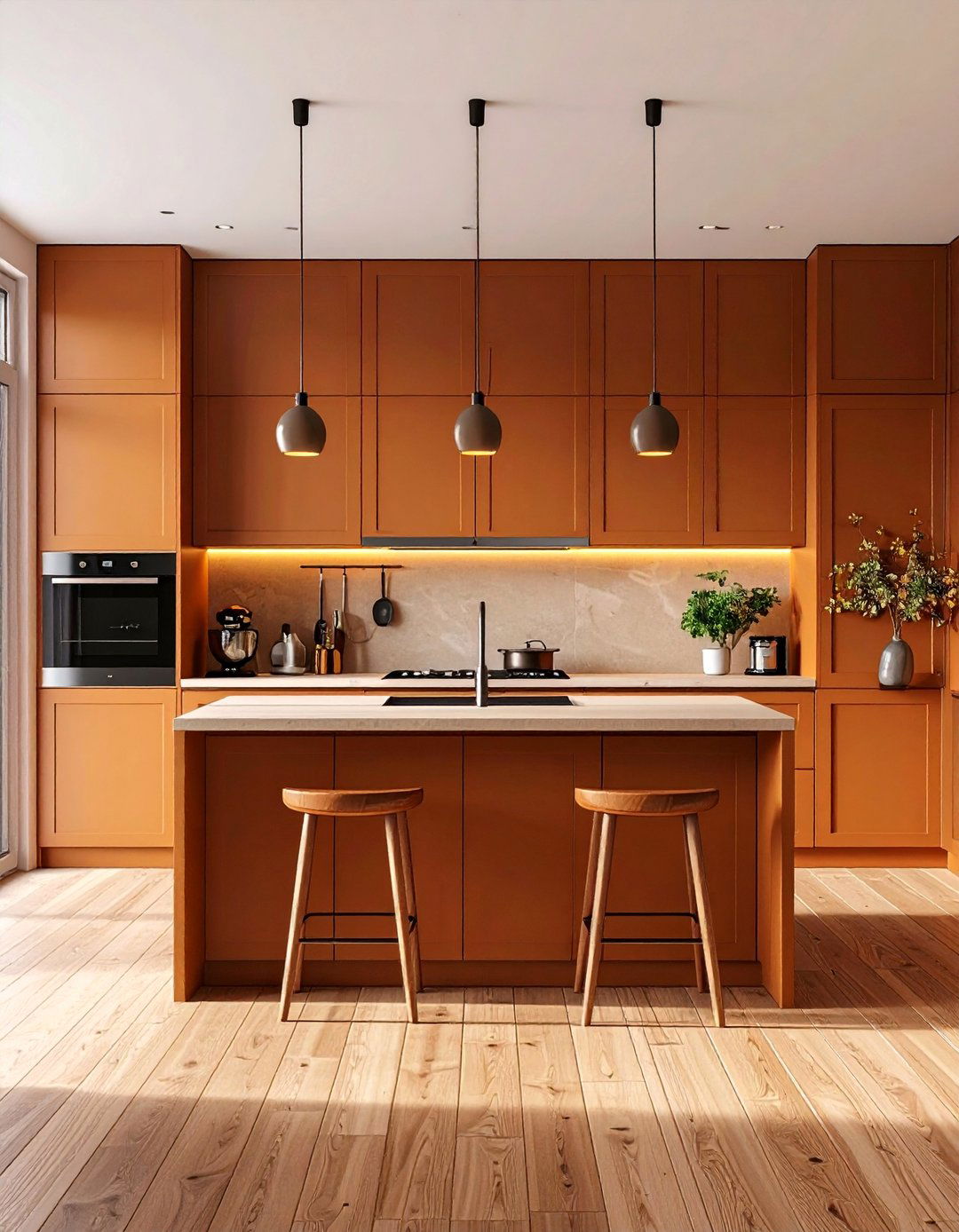 Espresso Brown Minimalist Kitchen - 24 Brown Kitchen Ideas