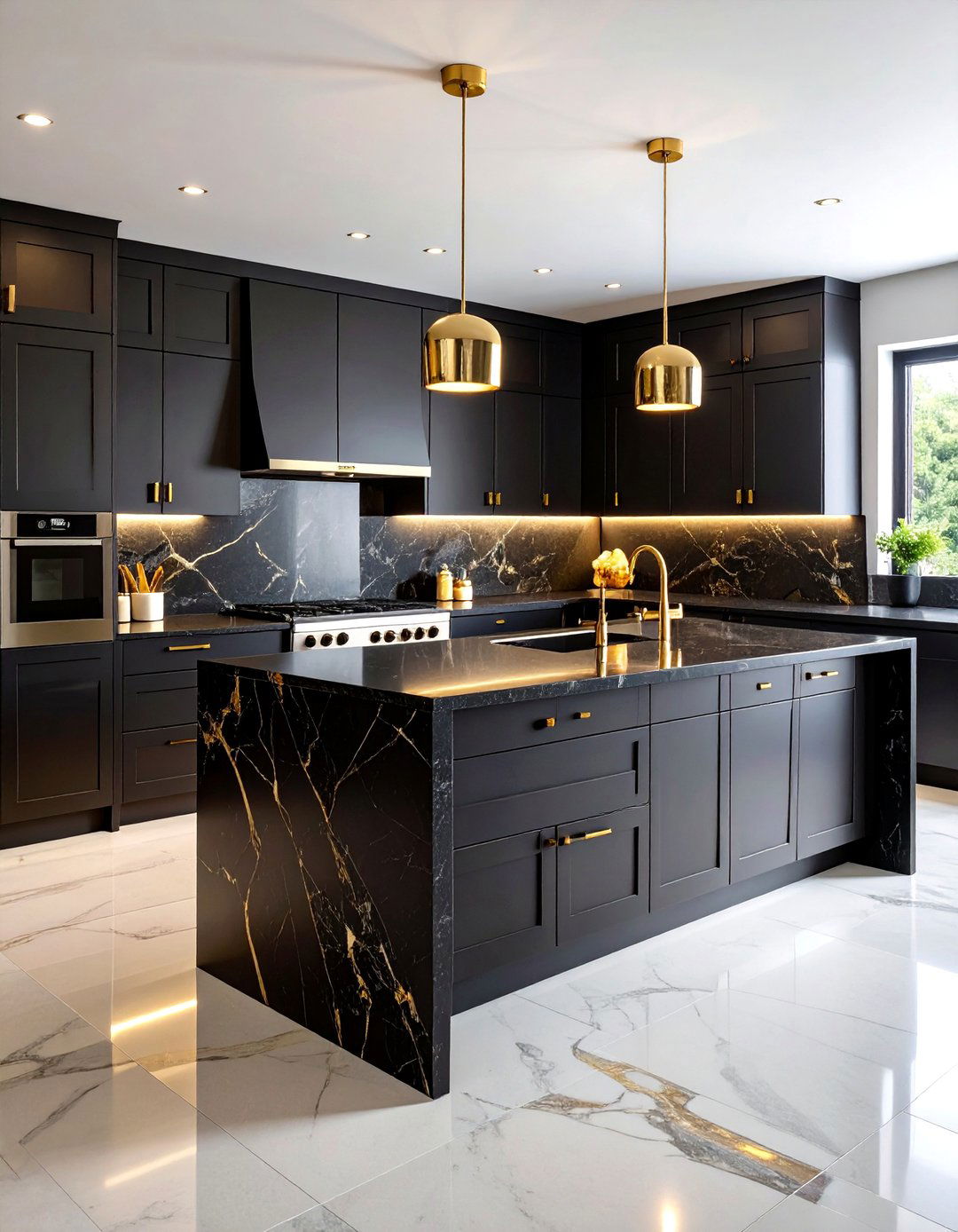 Espresso Cabinets with Black Granite Countertops - 24 Black and Brown Kitchen Ideas