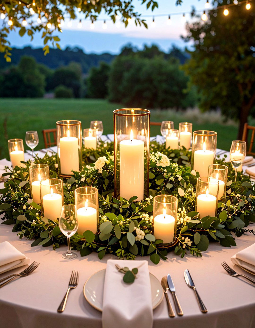 Eucalyptus Candle Ring Centerpieces - 24 Eucalyptus Wedding Centerpieces